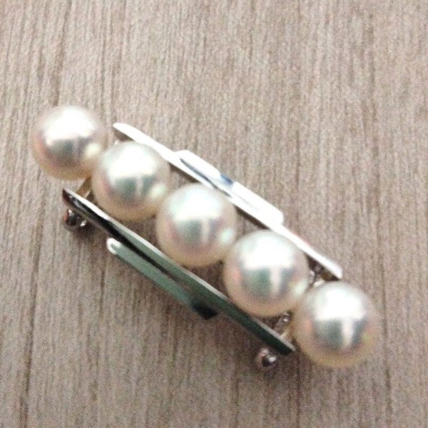 MIKIMOTO Akoya Pearl Obidome, Vintage Natural Genuine  Akoya Pearl/ SILVER/ Genuine Pearl/ Obi dome 0207-02