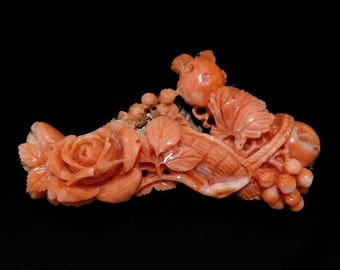 Japanese Coral Obidome/ Natural Coral/ Japanese Genuine Coral / Vintage Obidome　　　　　 　