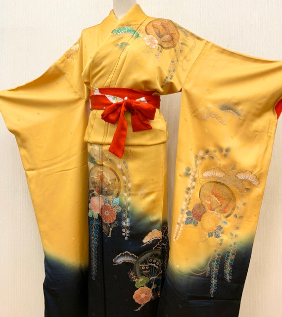 Gorgeous!! Japanese FURISODE Kimono/ Silk Kimono/