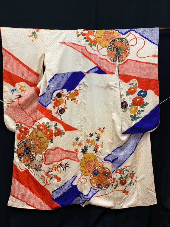 Japanese FURISODE Kimono/ Silk Kimono/ SHIBORI/ Lo