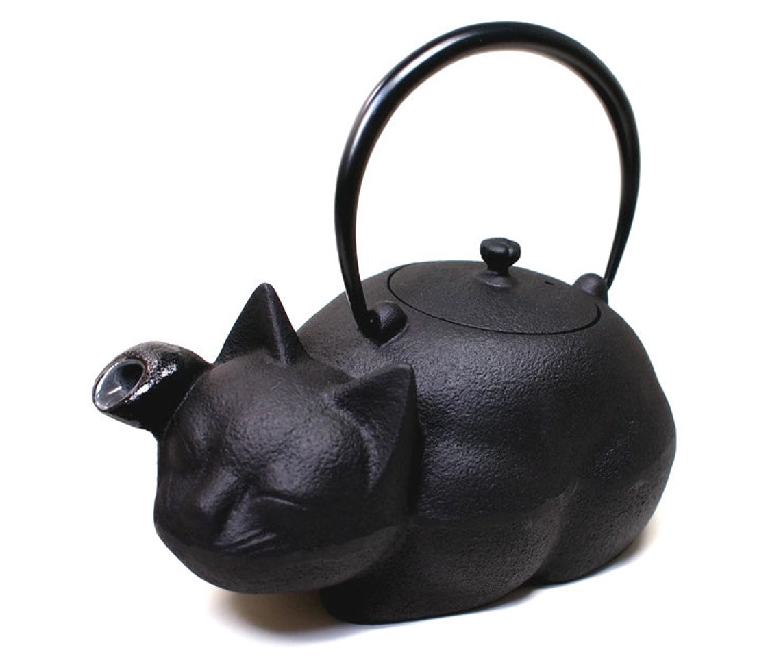 Japanese Cast Iron Teapot Made in Japan/ Cat Kettle/ Cast Iron Etsy