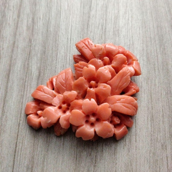 Carved Coral for Obidome Brooch, Antique Carved N… - image 2
