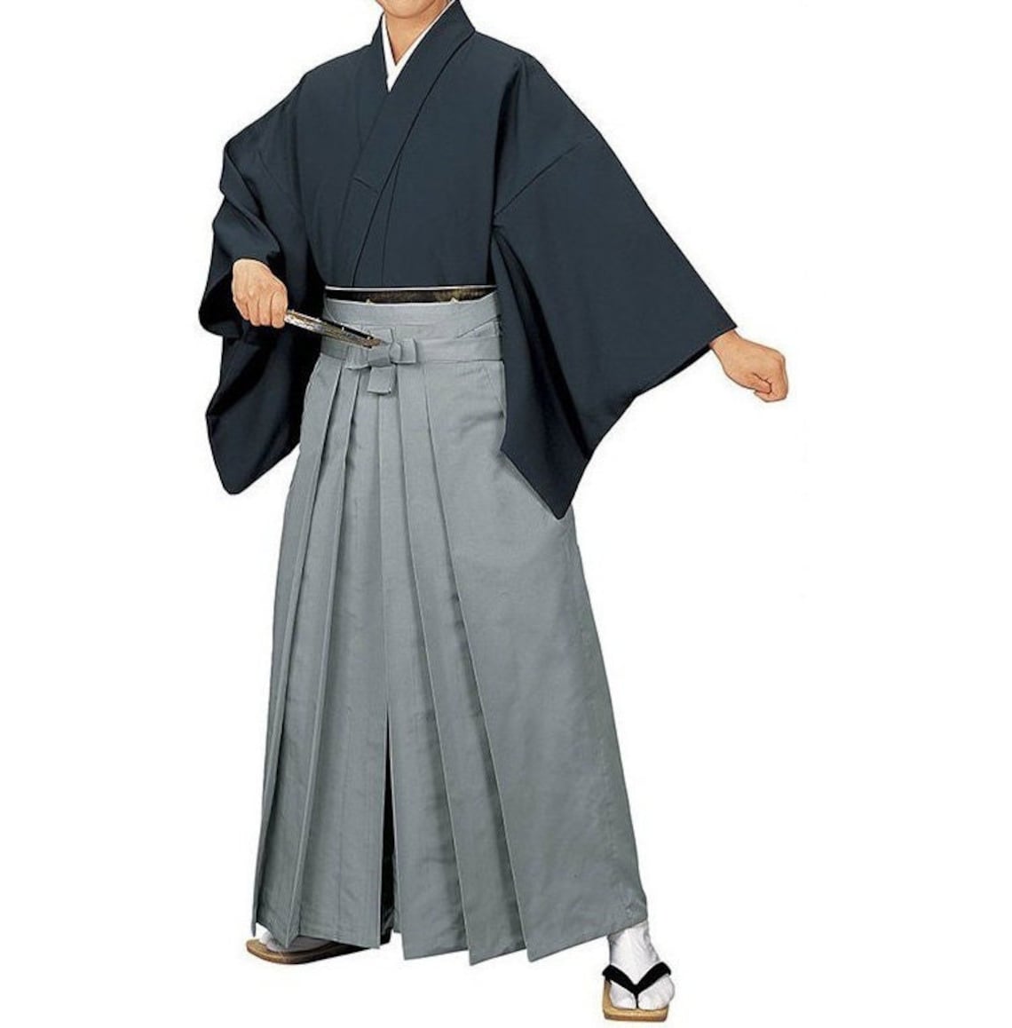 Traditional Japanese Warrior Kimono Hakama Men's Costume Set main image 1