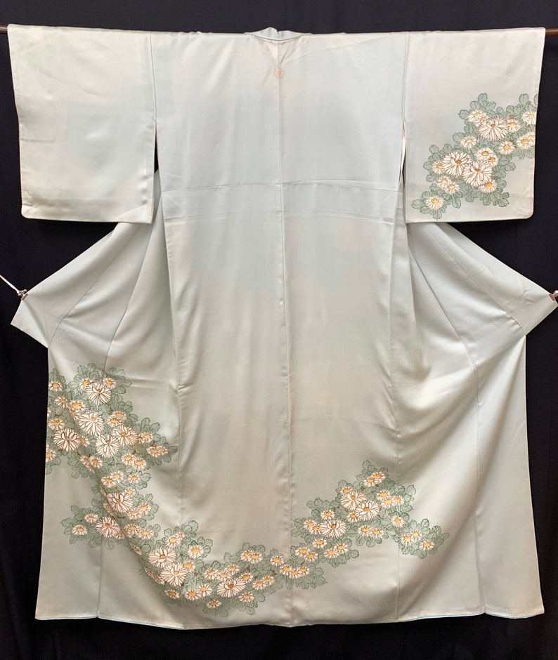 Japanese Vintage Silk Kimono Houmongi Kyoto-Yuzen Kamon Kimono Robe Kimono Dress 120902