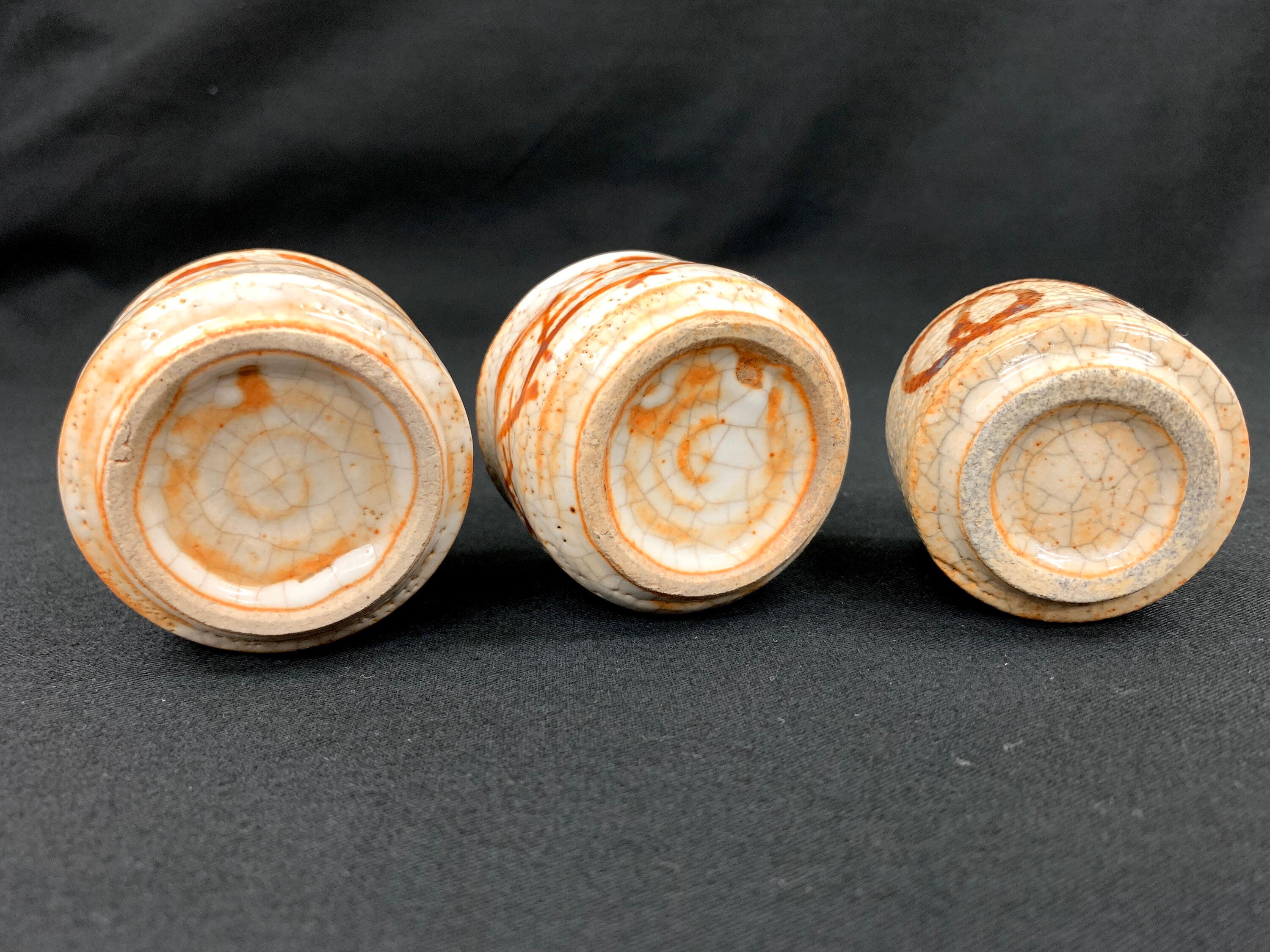 Japanese Ceramic Sake Cup/ Set of 3 Guinomi/ Hagi yaki/ Hagi Etsy