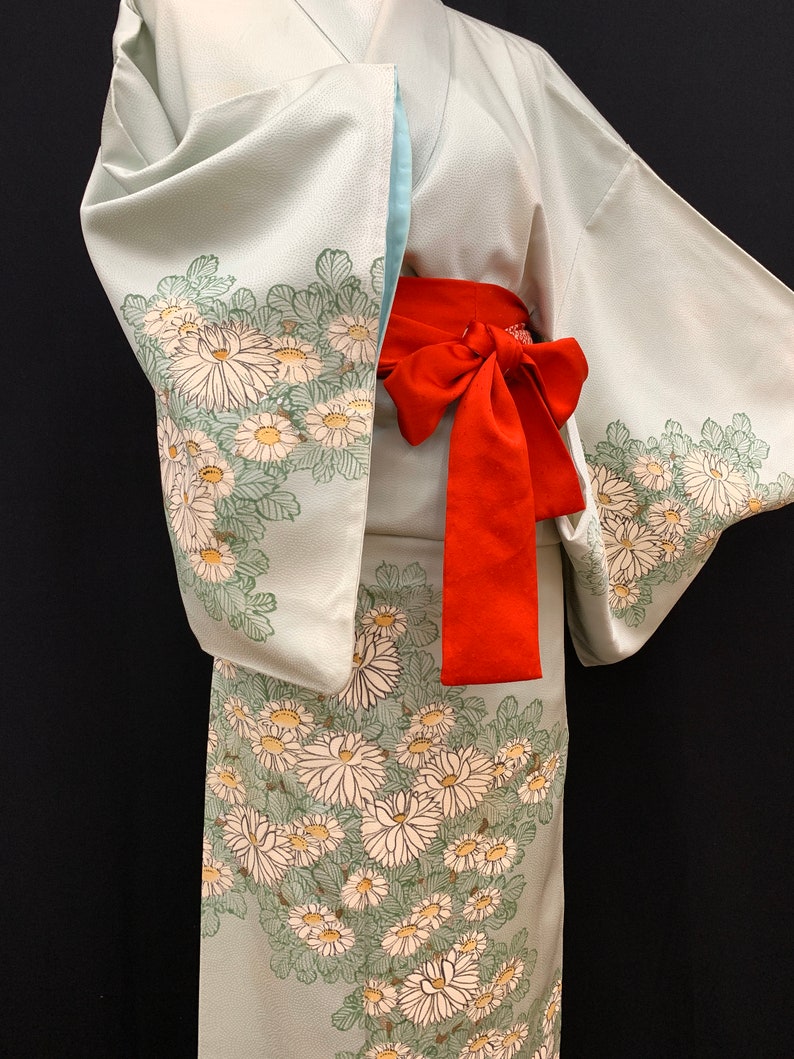 Japanese Vintage Silk Kimono Houmongi Kyoto-Yuzen Kamon Kimono Robe Kimono Dress 120902