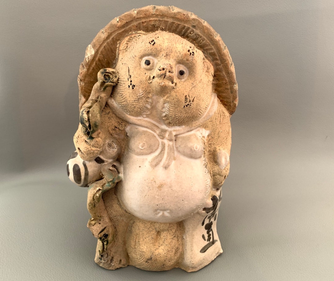 Antique Tanuki Statue/ Japanese Shigaraki Ware/ Antique White Etsy
