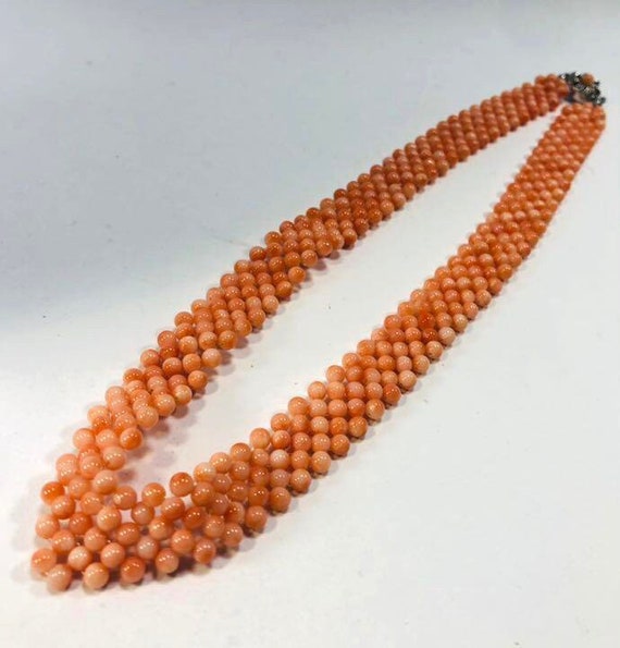 Coral Necklace / Natural Coral/Momo Coral/ Woven … - image 1