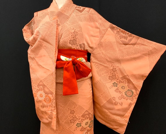 Japanese Antique Kimono Houmongi / Silk Kimono/ We