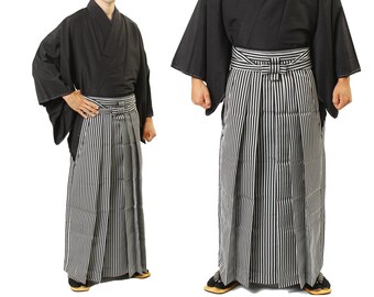 Men's Hakama Pants - Samurai Costume, Budo Cosplay (Umanori Type, Polyester, NEW, SS-LL Size)