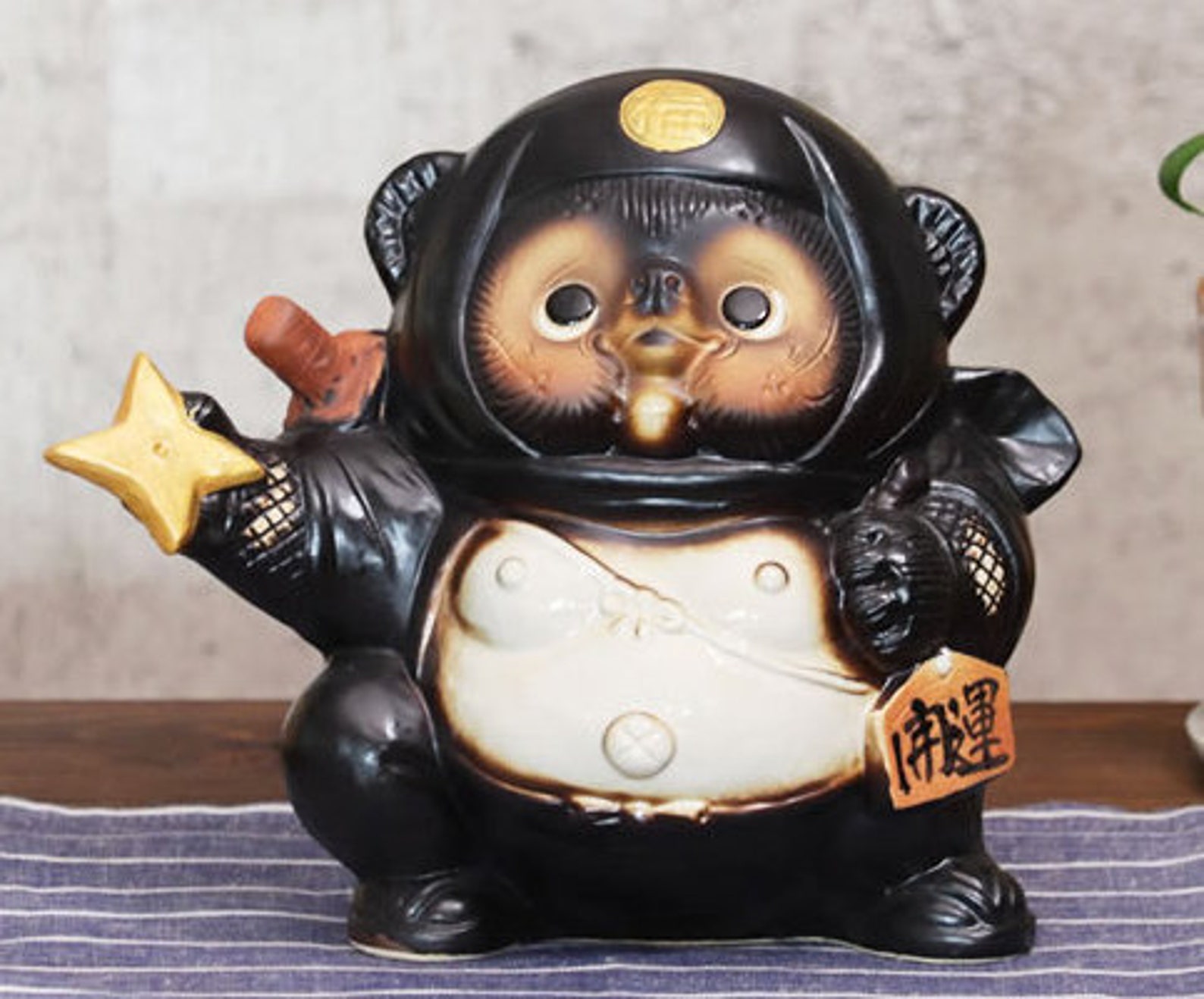 Tanuki Statue/ Japanese Shigaraki Ware/ Ninja Tanuki Statue/ Etsy