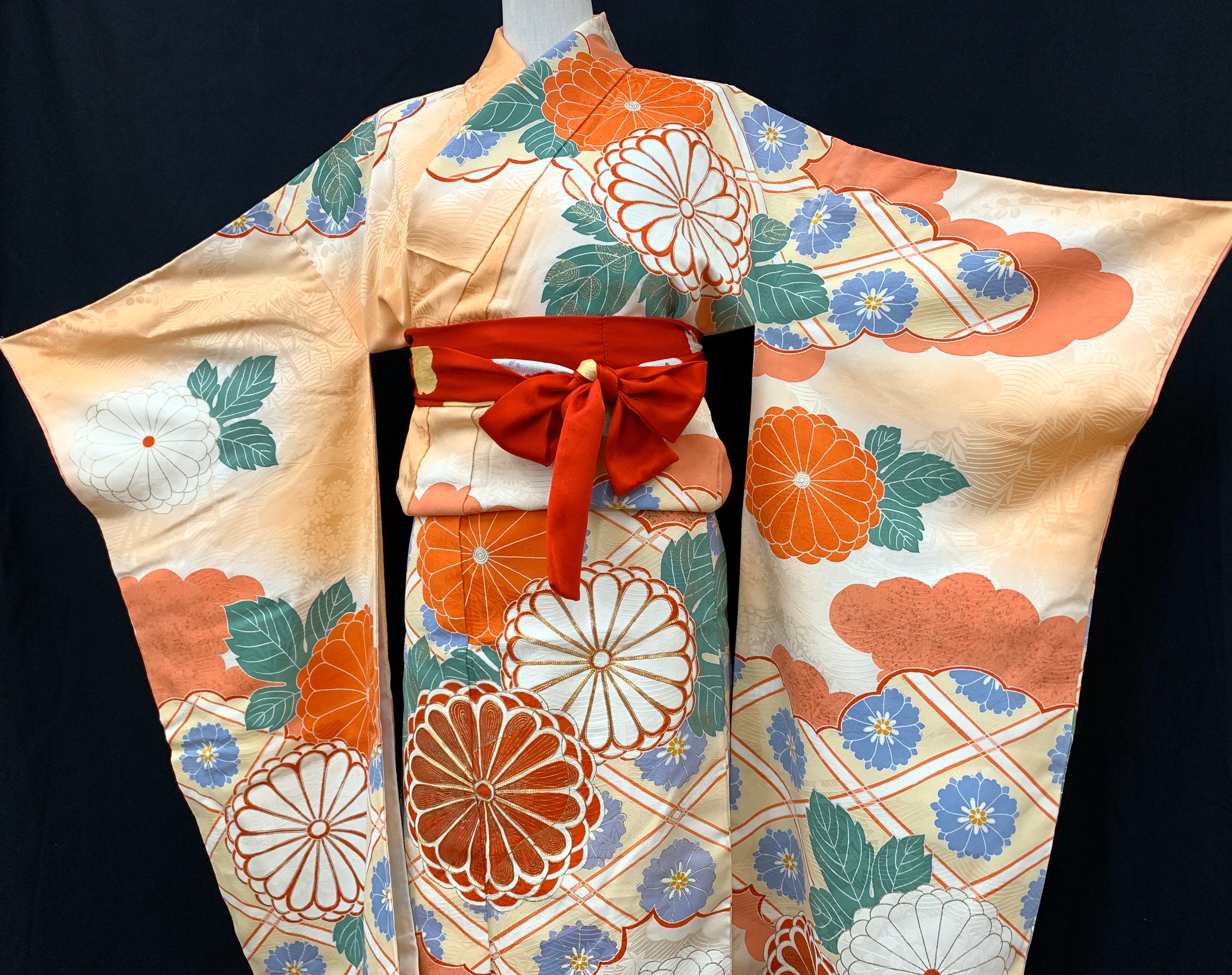 High Quality!! Japanese Kimono FURISODE/ Silk Kimon/  Uchikake/ Wedding Kimono Dress/ 033001