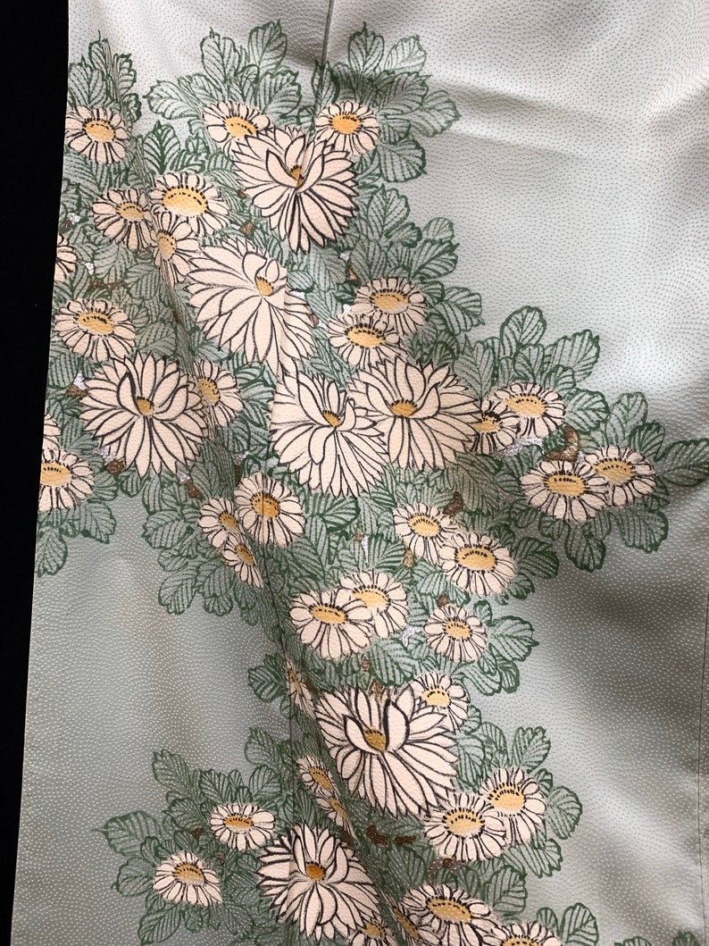 Japanese Vintage Silk Kimono Houmongi Kyoto-Yuzen Kamon Kimono Robe Kimono Dress 120902