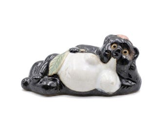 Tanuki Statue, Japanese Shigaraki ware, Racoon dog / Pottery