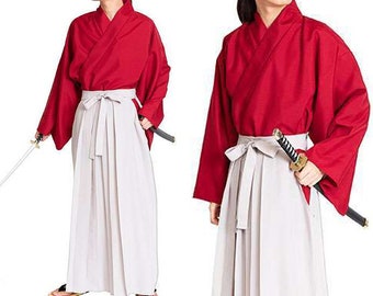 Japanese Men's  Hakama & Kimono set / SAMURAI Costume / Budo Cosplay / Samurai Cosplay/R　　