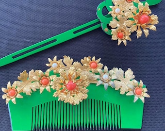 Japanese Vintage Comb ＆Kanzashi Hair Stick/ Maiko Makie Comb/ Makie Kanzashi Hair Stick/ 010501