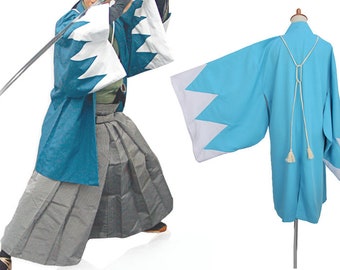 Japanese Men's Haori Jacket/ Shinsen gumi/ Samurai Kimono Haori Jacket / Samurai Jacket / asagi