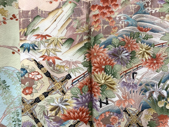Gorgeous!! Japanese Silk Kimono Houmongi / Embroid
