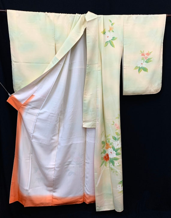 Kimono Houmongi / Japanese Vintage Silk Kimono Dress/ High