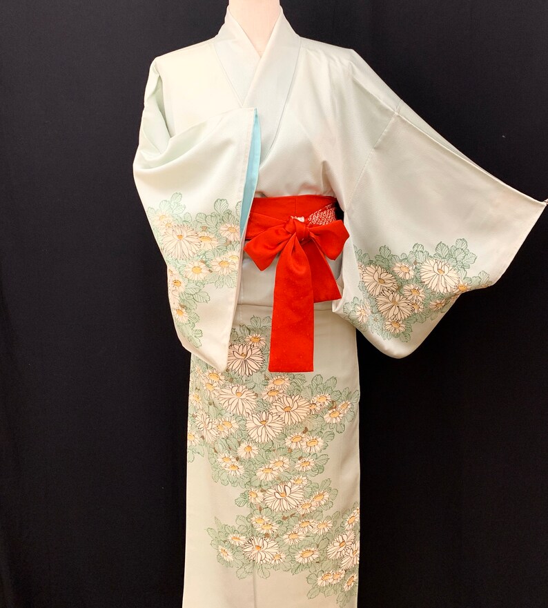 Japanese Vintage Silk Kimono Houmongi Kyoto-Yuzen Kamon Kimono Robe Kimono Dress 120902