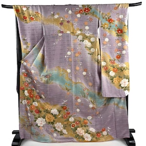 Furisode Kimono/ Japanese Kimono/ Vintage Kimono Robe/ Silk Kimono/ Kimono Dress/  Wedding Kimono/ 1025d