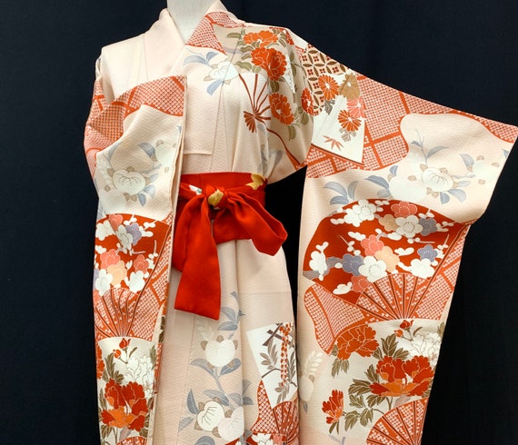 Japanese FURISODE Kimono/ Silk Kimono/ Long Kimono