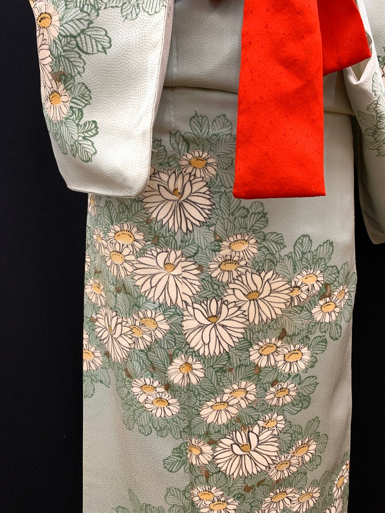 Japanese Vintage Silk Kimono Houmongi Kyoto-Yuzen Kamon Kimono Robe Kimono Dress 120902