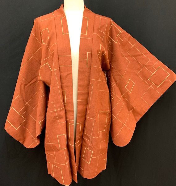 Japanese Silk Kimono Haori / Tsumugi Pongee/ Silk