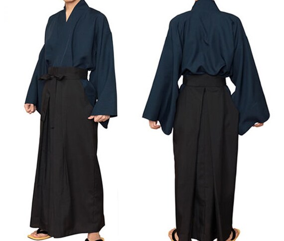 Japanese Men's Kimono Tonosam King Samurai Bushi costume Jacket Pants Hakama Set 