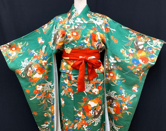 High Quality!! Japanese FURISODE Kimono/ Silk Kimo