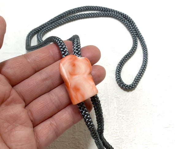 Bolo tie/ Japanese Coral Bolo tie/ Silk Kumihimo Necklace/ Bolo Tie Necklace / Bolo Tie Pendant/ Omamori/ 031604