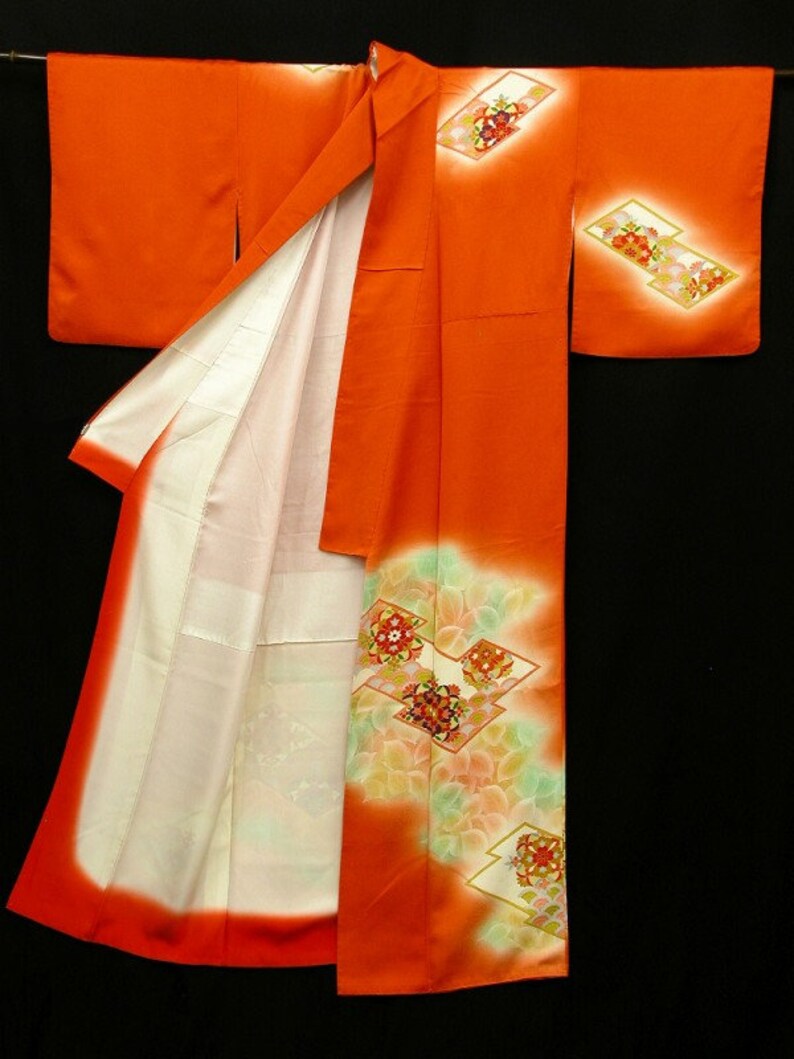 Japanese Kimono Houmongi / Vintage Silk Kimono Dress/ Kyoto-yuzen ...