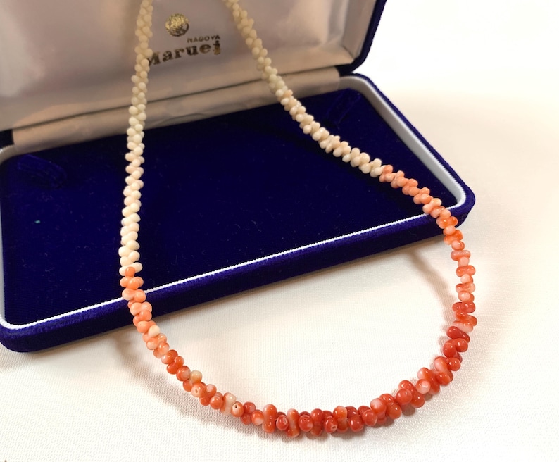 RARE!! Japanese Coral Necklace/ Red, Momo, White coral, Natural Coral Necklace/ Japanese Ganuine Coral Necklace　　 Bild 1