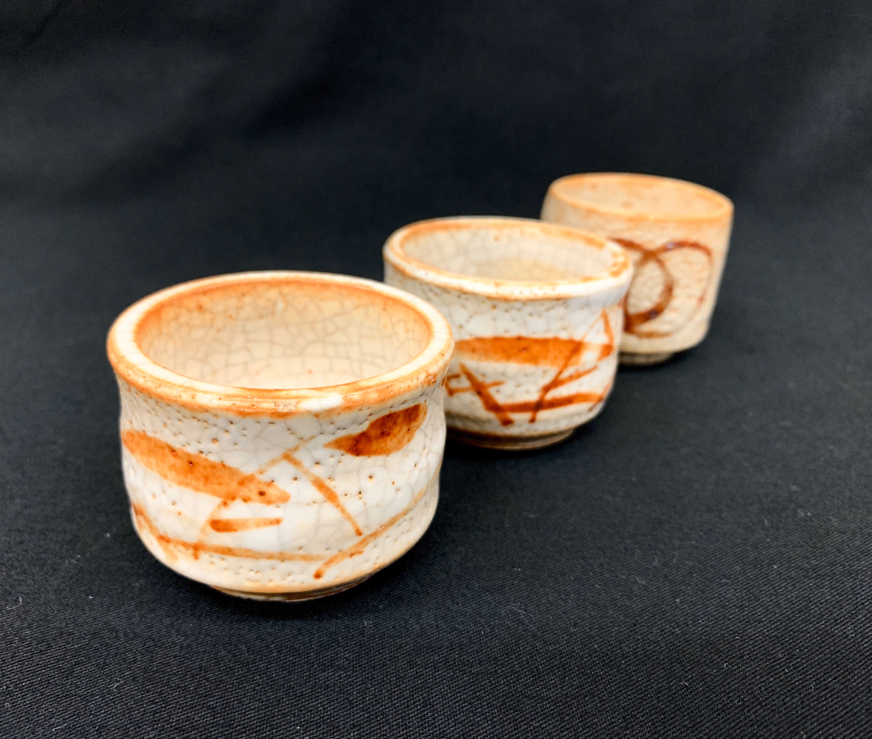 Japanese Ceramic Sake Cup/ Set of 3 Guinomi/ Hagi yaki/ Hagi Etsy