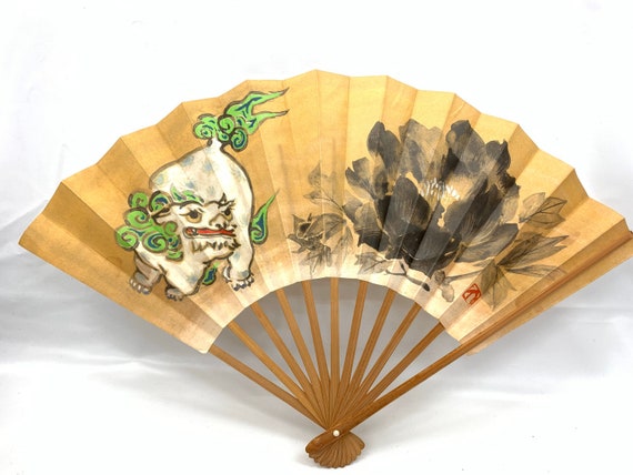 Japanese hand fan SENSU / KARAJISHI BOTAN/ Geisha