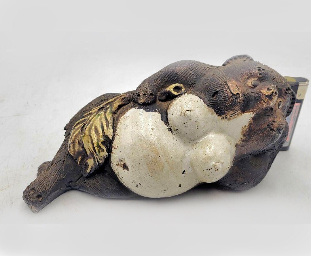 Tanuki Statue/ Japanese Shigaraki Ware/ Vintage Tanuki Statue/ Made in