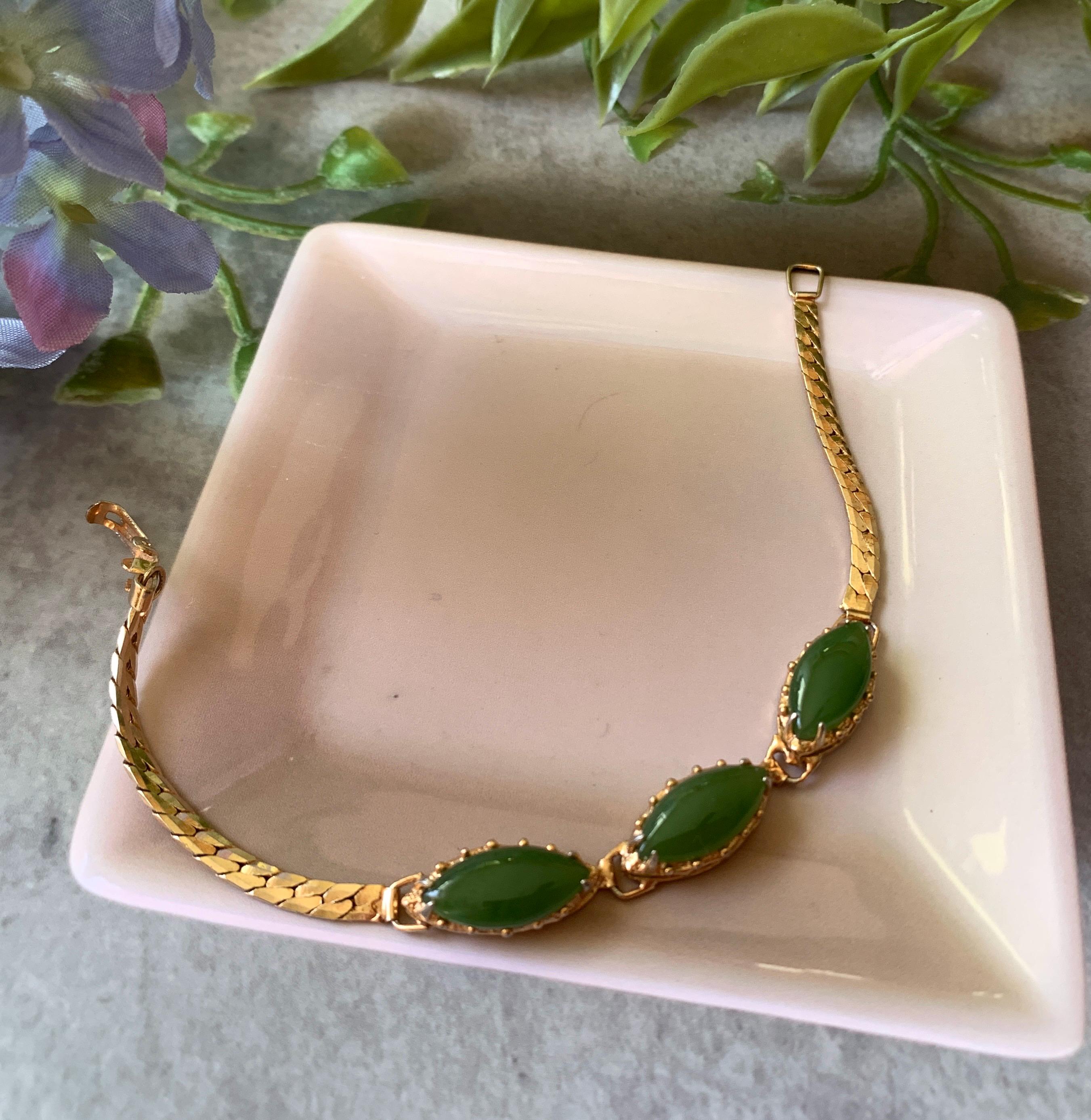 Natural Jade Gold Bracelet/ Natural Genuine Jadeite Jade Bracelet/102901
