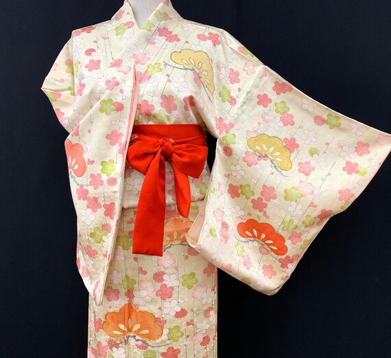Japanese Silk Kimono Houmongi/ Silk Kimono Dress/