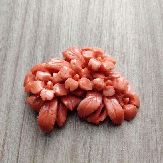 Carved Coral for Obidome Brooch, Antique Carved N… - image 1
