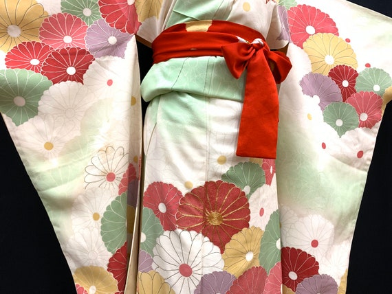 Japanese FURISODE Kimono/ Silk Kimono/ Long Kimono