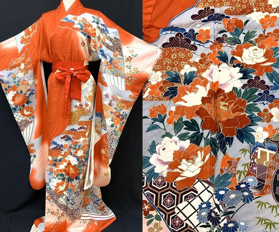 Gorgeous!! Japanese FURISODE Kimono/ Silk Kimono/