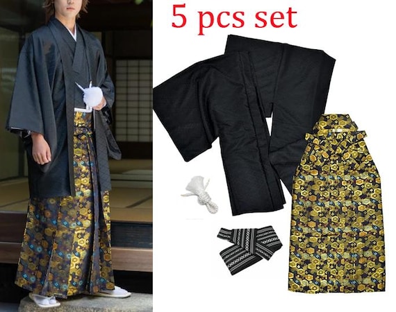 Men's Samurai Kimono Robe Set, Haori Jacket, Obi Belt, Cosplay Costume -  Etsy