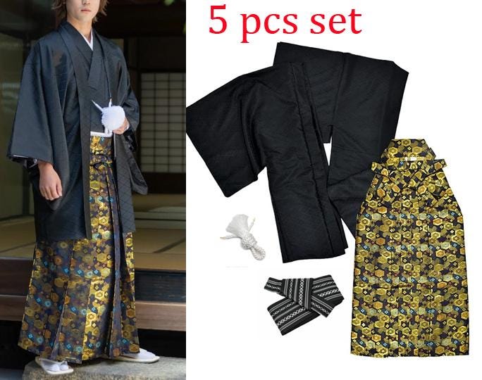 obi様【専用】 5 Pcs/ Men's Kimono, Obi Belt, Haori Jacket, Haori Himo Set