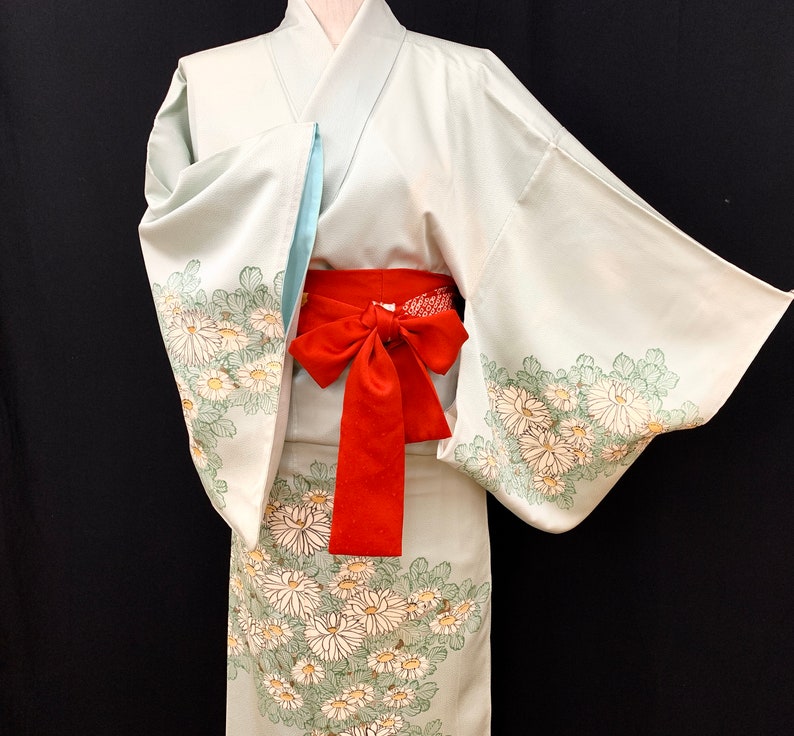 Japanese Vintage Silk Kimono Houmongi Kyoto-Yuzen Kamon Kimono Robe Kimono Dress 120902