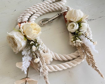 Dog rope leash with wildflowers, dog wedding leash, dog rope leash with flowers, dog wedding attire, rope dog leash, dog leash for wedding