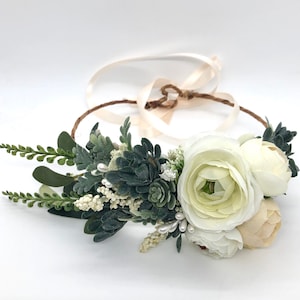 Greenery Dog flower collar, dog flower crown, greenery white ivory flower wreath, flower crown, dog flower wreath, dog flower collar