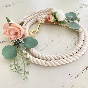 Blush and ivory rope leash for dog for wedding