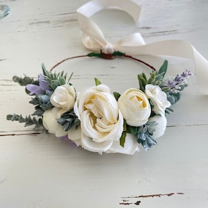 Dog flower collar, dog flower crown, white succulent flower wreath, flower crown, dog flower wreath, dog flower collar, wedding flower crown