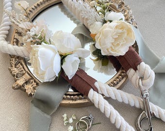Boho Ceremony Dog Rope Leash with Dried Wildflowers