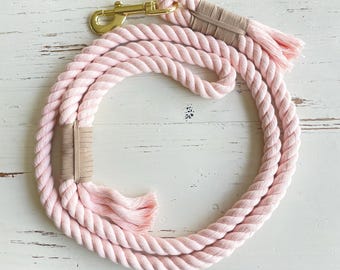 Blush Pink Cotton Candy Rope Leash for Dog Birthday Gift